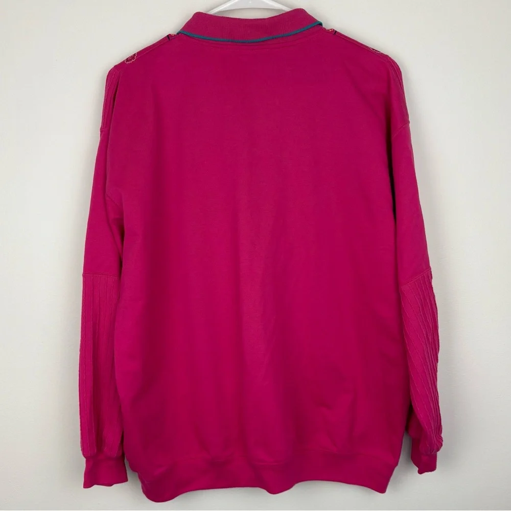 Vintage 90s Women’s Fuchsia Embroidered Long Sleeve Pullover - Picture 15 of 16